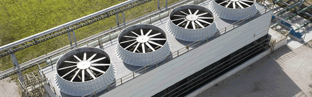 Cooling towers on a roof