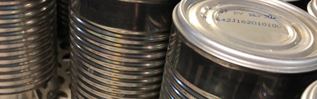 Aluminum cans of food