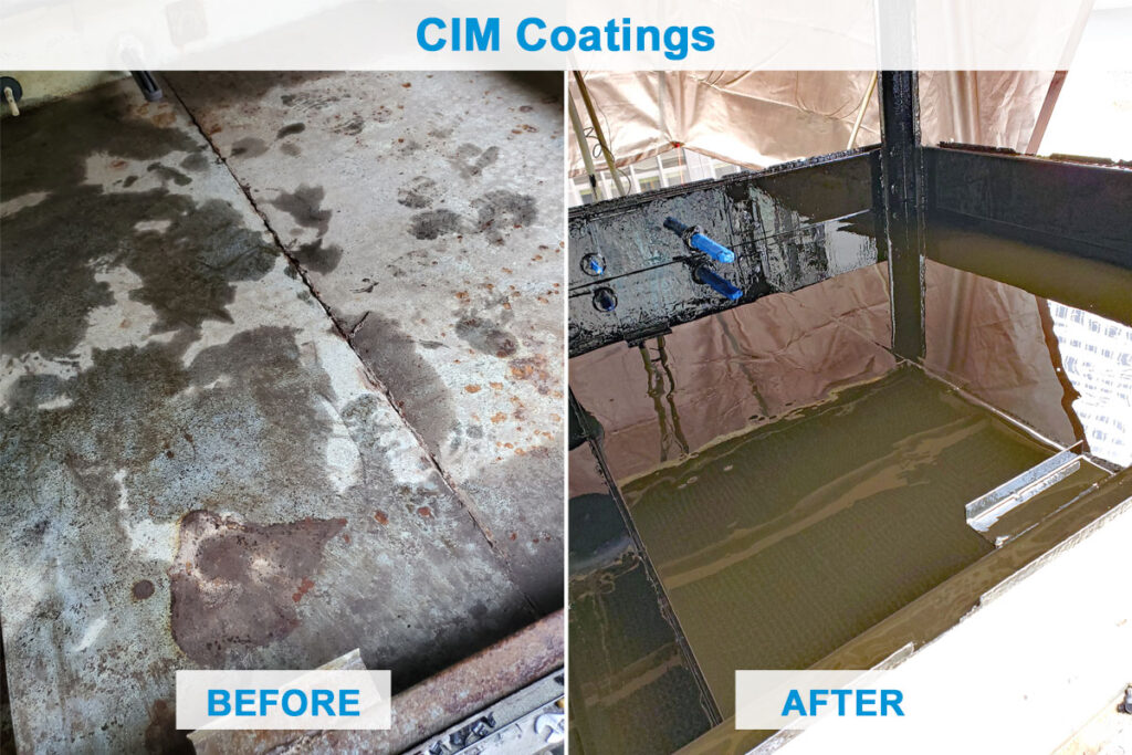 A before and after view of CIM coating done by Clarity Water Technologies