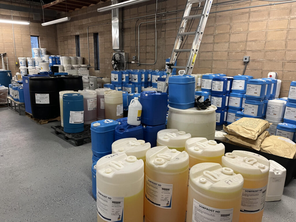 warehouse of water treatment chemicals