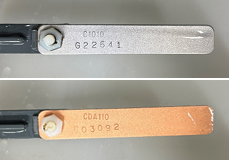 After Clarity implemented a water treatment program for the data center's cooling system, these coupons from a corrosion study show low corrosion