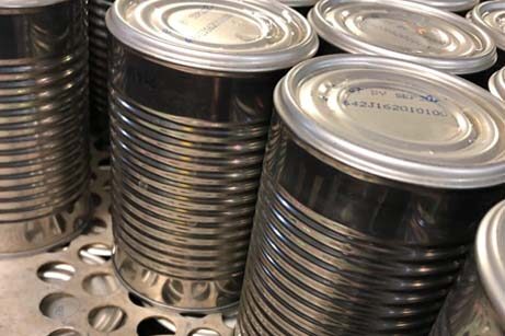 Aluminum cans of food